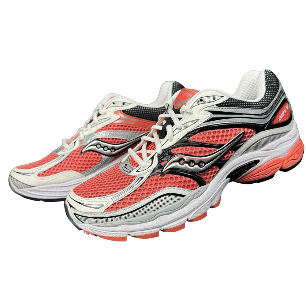 Saucony Mens 10.5 Running Sneakers Shoes ProGrid Omni 9 Coral Silver White New